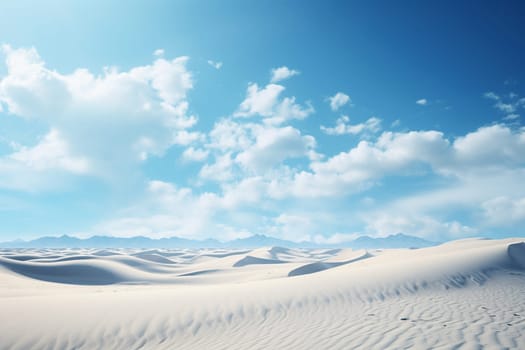 sand dunes blue sky and fluffy clouds. High quality photo