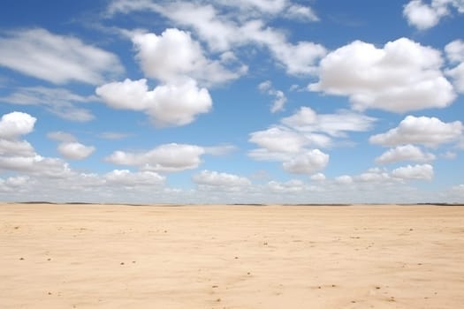 sand dunes blue sky and fluffy clouds. High quality photo