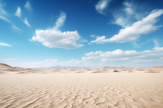 sand dunes blue sky and fluffy clouds. High quality photo