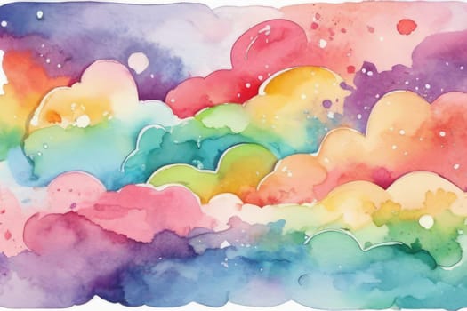 Abstract watercolor background in rainbow colors.