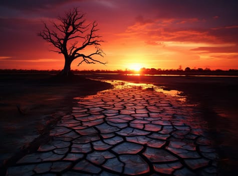 Global warming concept . Dry cracks in the land, serious water shortages. Drought concept. High quality photo