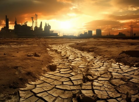 Global warming concept . Dry cracks in the land, serious water shortages. Drought concept. High quality photo