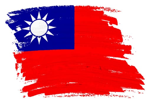 A Taiwan flag background paint splash brushstroke 3d illustration with clipping path Blue Sky White Sun Wholly Red Earth