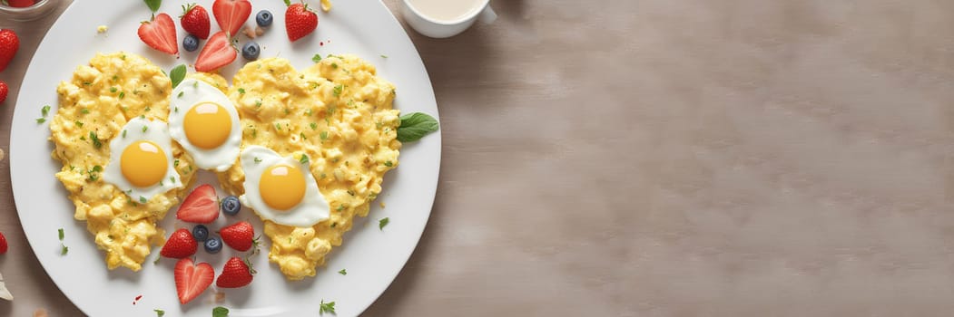Valentine's Day breakfast - heart-shaped scrambled eggs