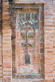 Terracotta patterns ancient stone carving, pattern on stone wall of Bagha Shahi Mosque