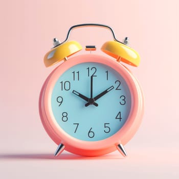 Bright alarm clock on a bright background. mockup. minimalism. switching the hands of the clock to winter time. switching the clock hands to daylight saving time.