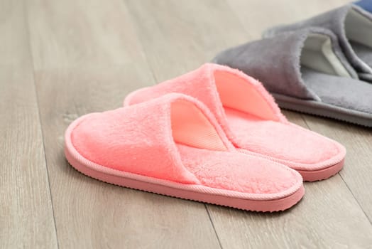 Home shoes on the linoleum floor