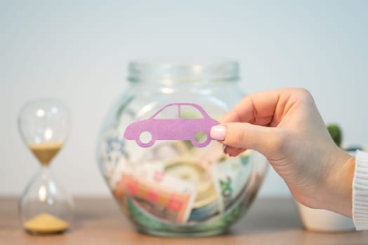 Concept of saving money, investing into vehicle, financial planning