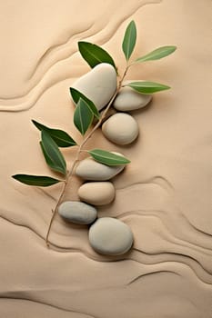 Smooth stones and spa plant. Selective focus. Nature.