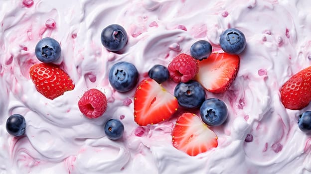 texture of ice cream with berries. Selective focus. food.