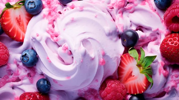 texture of ice cream with berries. Selective focus. food.