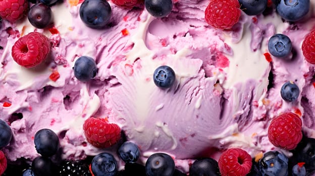 texture of ice cream with berries. Selective focus. food.
