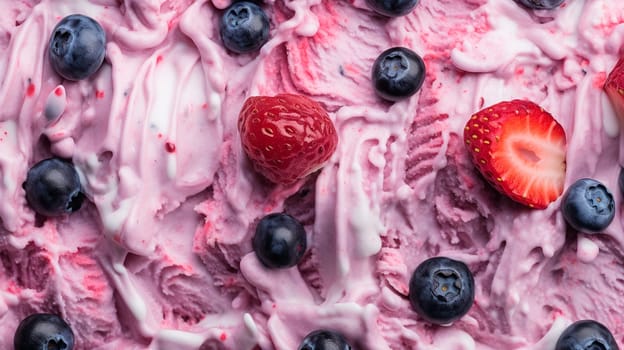 texture of ice cream with berries. Selective focus. food.