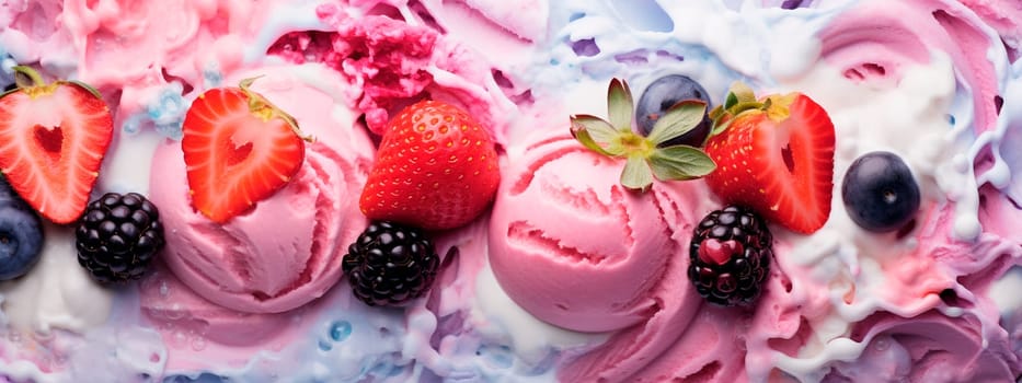 texture of ice cream with berries. Selective focus. food.