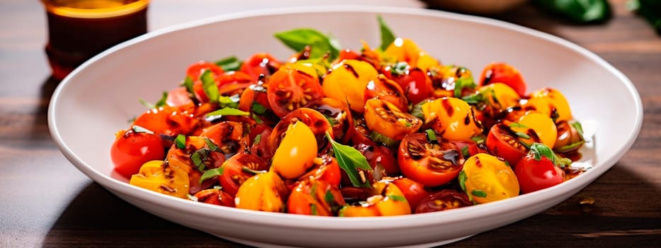 salad with tomato and herbs. Selective focus. food.