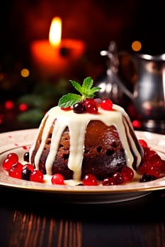 traditional English Christmas cake. Selective focus. food.