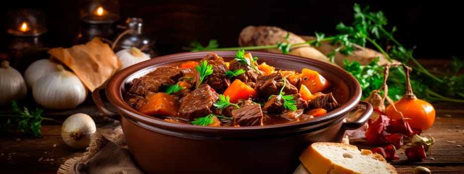 stewed beef with vegetables. Selective focus. food.