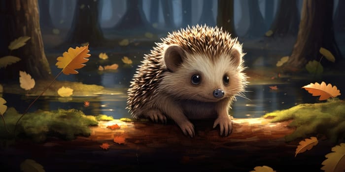 Cute hedgehog in a nature, wildlife concept