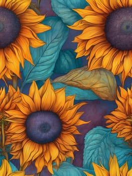 Beautiful sunflower flowers. AI generated