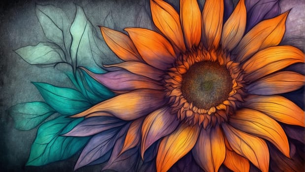 Beautiful sunflower flowers. AI generated