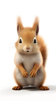 A close up of a cute squirrel against white background - Generative AI