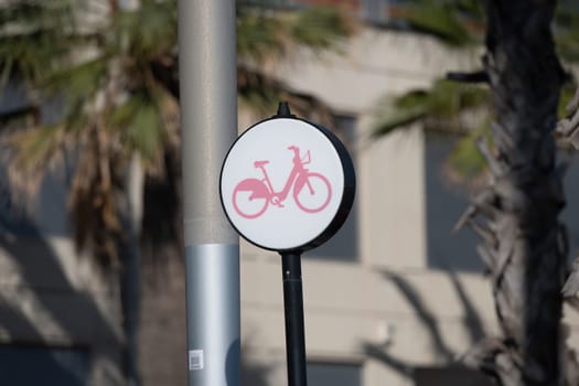 Barcelona, Spain: November 19, 2023: Public Bicycle Service in Barcelona on the beach of La Barceloneta in the capital of Catalonia in Spain in 2023.