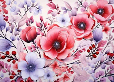 Romantic Floral Textile Art: Vintage Rose Wallpaper Design