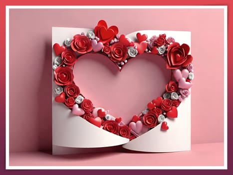 Valentine's day greeting card with hearts and place for your text.Valentine's day card with heart on background. Vector illustration.Valentine's day card with red heart. 3d rendering.Valentine's day greeting card with red heart on abstract background.Illustration of a valentine card with a red heart on it.