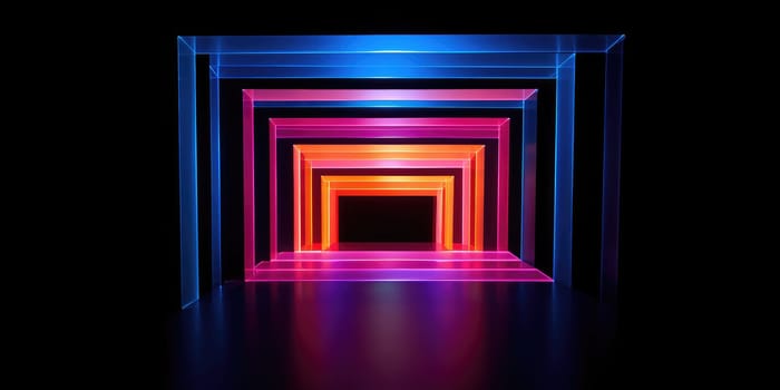 Colored neon square on a black background