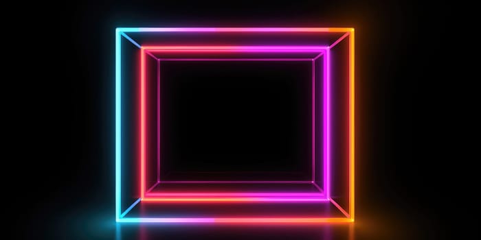Colored neon square on a black background