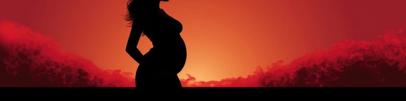 Silhouette of pregnant woman as banner, pregnancy concept