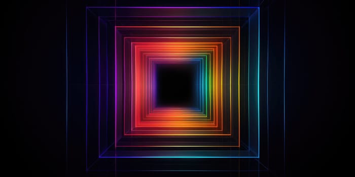 Colored neon square on a black background