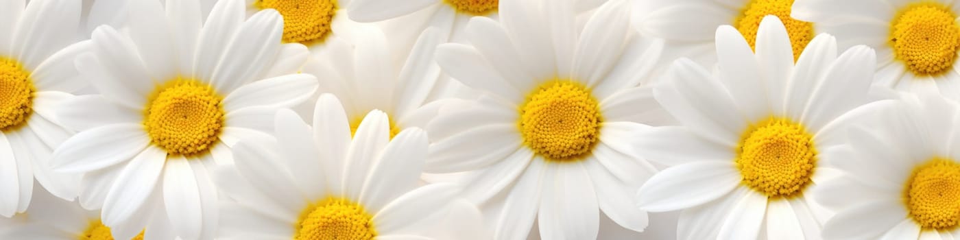 Top view to a flowered and blossomed daisy flower as background banner