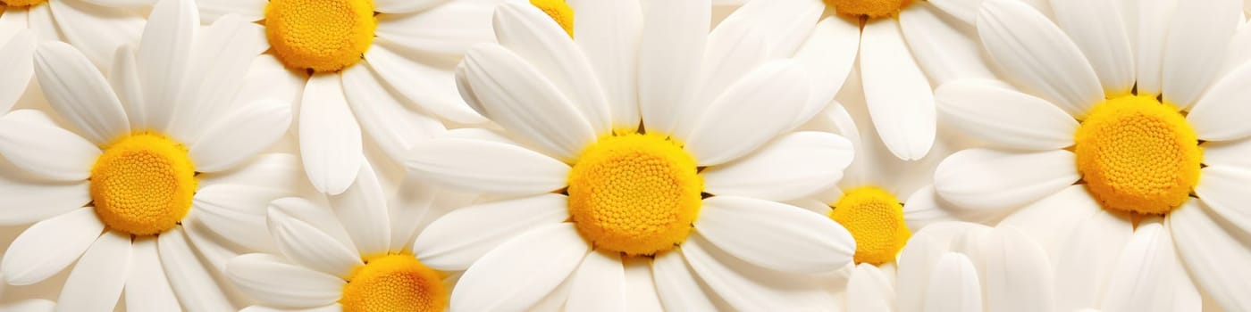 Top view to a flowered and blossomed daisy flower as background banner