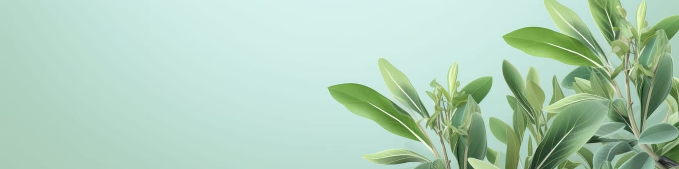 Sage herb on a light green background as banner, herbalism concept