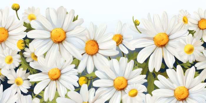 Top view to a flowered and blossomed daisy flower as background banner