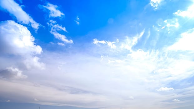 White Clouds on Blue Sky Background Close Up Cumulus Clouds