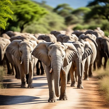 Herd of Elephants in Addo Elephant National Park, South Africa