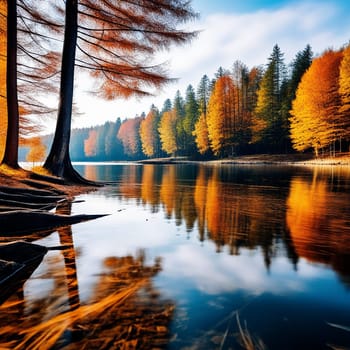 Reflective Lake Landscape with Fallen Trees