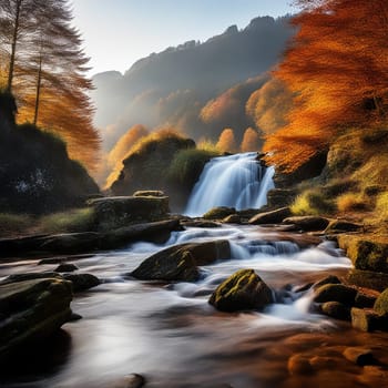 Autumn Cascades: A Breathtaking Waterfall in the Landscape
