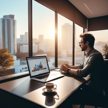 Productive Office Vibes: Coffee, Computers, and Window Views