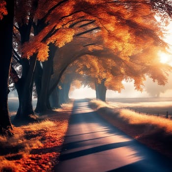 Journey through a Real Trees Tunnel with Beautiful Autumnal Colors