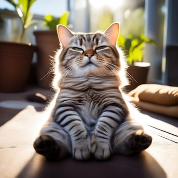Tabby Kitten Practicing Cat Yoga