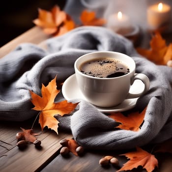 Autumn Reverie: Coffee, Warm Scarf, and Falling Leaves - Embracing the Seasonal Serenity