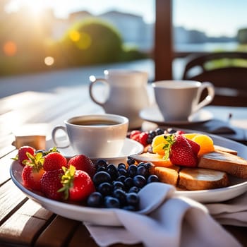 Rise and Shine: Healthy Breakfast with Coffee in a Sunny Morning