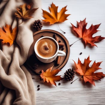 Autumn Reverie: Coffee, Warm Scarf, and Falling Leaves - Embracing the Seasonal Serenity