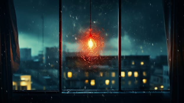 Rain drop reflect at night. Rain drops on car window with road light bokeh, City life in night in rainy season abstract background,water drop on the glass, night storm raining car driving concept. High quality photo