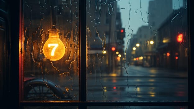 Rain drop reflect at night. Rain drops on car window with road light bokeh, City life in night in rainy season abstract background,water drop on the glass, night storm raining car driving concept. High quality photo