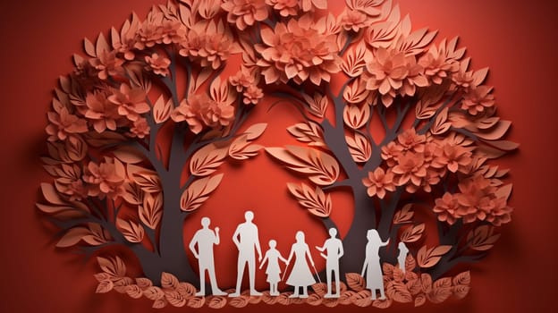 colored tree with a family. High quality photo