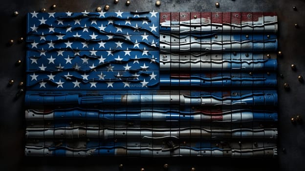 flag of USA painted on cracked wall. High quality photo